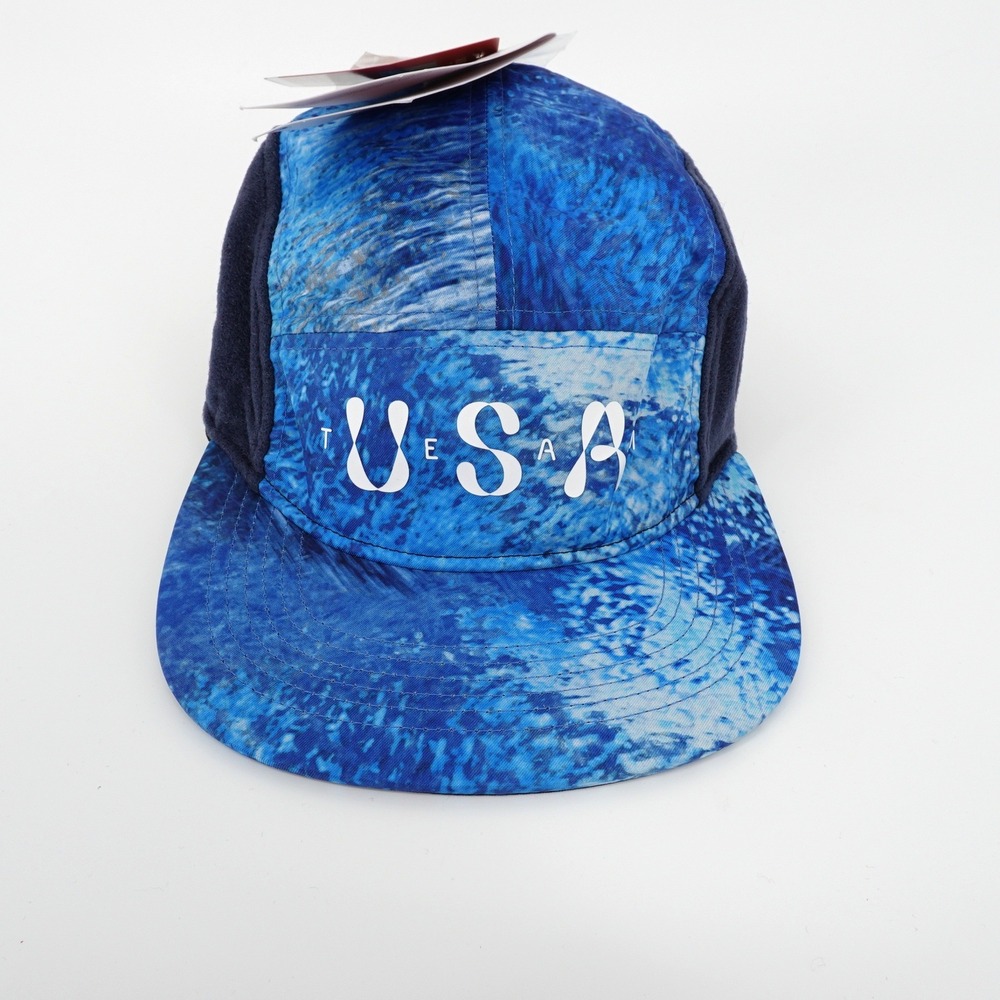 Nike Team USA Olympic Blue Water Print 5-Panel Hat with Patches M/L NEW